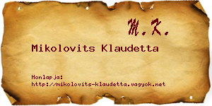 Mikolovits Klaudetta névjegykártya